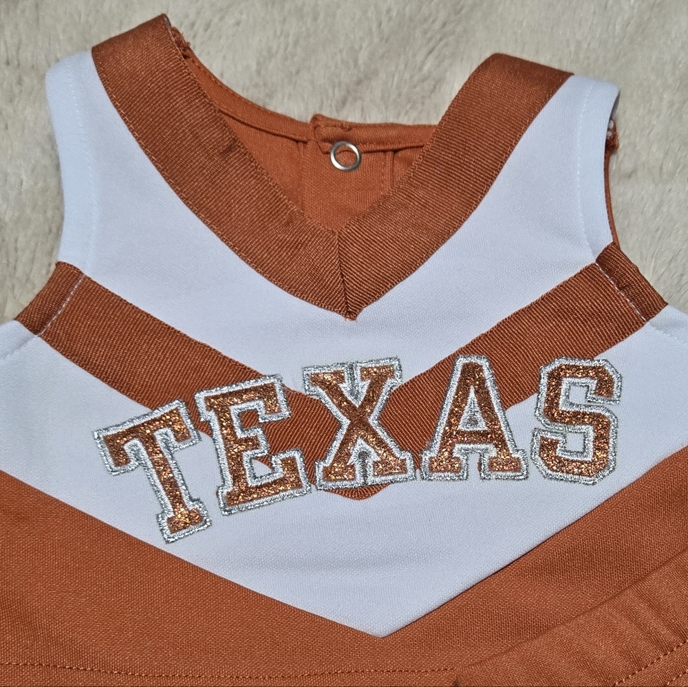 University of Texas Longhorns Cheerleader Outfit UT Baby 2 Piece Cheer, 3m  NEW - Picture 15 of 15